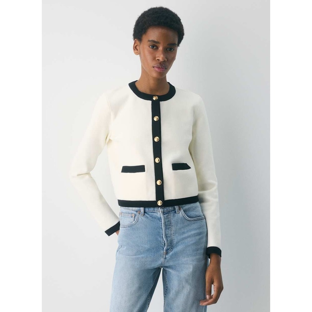 Babaton Approach Cardigan Light Birch Black Gold Button Lady Jacket XS NEW